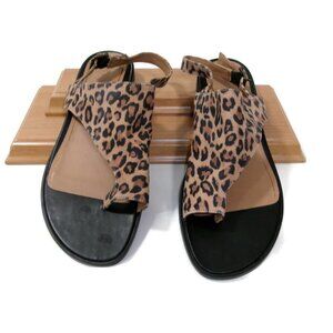 Vionice Womens Ella Toffee Leather Leopard Print Sandals Shoes Size 10 M